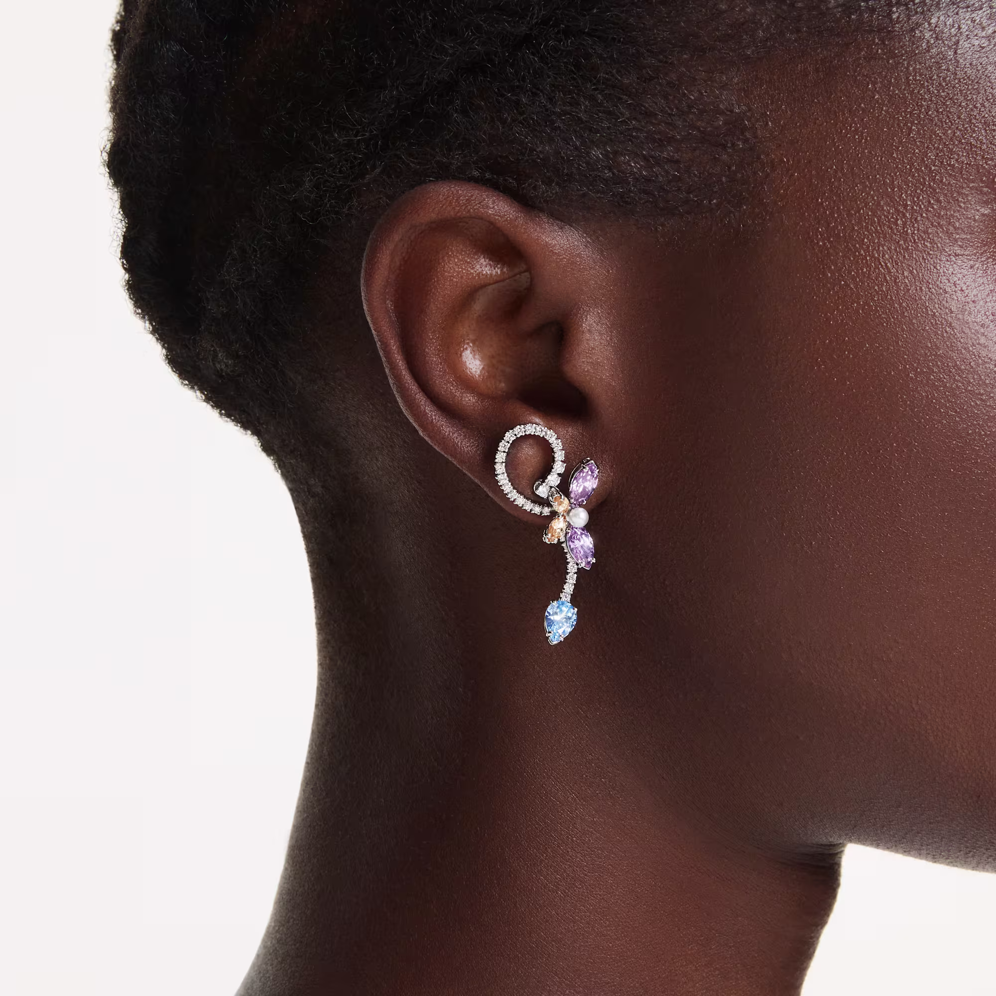 Ariana Grande x Swarovski drop earrings with ear jacket